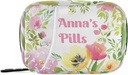 Custom Pill Box 7 Day Pill Case Bag Ūdenscolor Floral Personalizēts vārds Travel Pill Organizators Bag ar zipper Portatīvais Weekly Case Compact Izmērs Vitamīnu piedevas turētājs