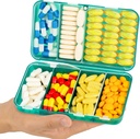 Jaklim Magnetic Travel Pill organizators, 7 iecirkņi Portable Pill Box, liels vitamīnu organizators ar etiķeti, Daily Pill Case Medicine organizators, liels papildinājums organizators Magnet Pill Container Green