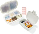 2 Pack Pill organizētājs Box - Small Pill Dispenser Mājas Ceļošana Essentials Papildinājums turētājs Portatīvais vitamīnu Case 8 Iedalījums un 3 Iedalījums Konteiners Daily Medicine