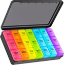 Large Pill organizētājs 3 reizes dienā, Weekly Pill Box 7 Day with Black Outer Case for Privacy Protection & Light Proof, User-Dreendly & Portable Pill Case for Vitamīnus, zivju eļļas, piedevas