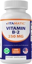Vitamatiskais vitamīns B2 (Riboflavīns) 250 mg - 200 Kapsulas Atbalsta šūnu enerģija un sarkano asins šūnu ražošana