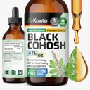 BIO KRAUTER Black Cohosh Tincture - Vegan Black Cohosh papildinājumi Sieviešu atbalsts - Alkohols un bez cukura - 4 Fl.Oz.