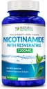 Generic Natural Vitamīnu Extra Strength Nikotinamīds ar Resveratrol 1200 mg (B-3 vitamīns) 120 Veggie kapsulas Bez lipekļa un bez GMO