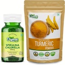 ORGANIC ZING Spirulina Chlorella- 30Cap & Turmeric pulveris- 227g