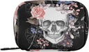 Naanle ūdenscolor ziedu skull Pill Box 7 Day Pill Case Travel Pill Organizators Bag ar rāvējslēdzēju Pārnēsājams Weekly Case Compact Izmērs vitamīnu piedevas turētājs