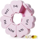 MOLN HYMY Large Weekly Pill organizators, Girly Pill Box 7 Day, Purple Pink Daily Vitamīna turētājs zivju eļļai/Medicīns/Pupplements