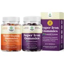 Multivitamīnu gumija ar B12 Biotīns ar cinku un vitamīnu D un papildus stipruma dzelzs gumijas sievietēm un vīriešiem - spēcīgs 45mg par apkalpojot košļājamās dzelzs papildinājums sievietēm un vīriešiem ar Vit C