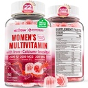 Metilēti multivitamīni sievietēm Gumijas, kalcijs, D3 K2, Methylfolate & B12, Inozitols, Dienas vitamīns A, C, E, B Complex, Biotīns, Dzelzs - enerģija, Imūns, Kauls, Āda, Mati - Vegan, Bez cukura, 60 Skaits