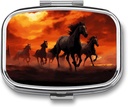 Zirgi Sarkans Glowing Mākoņi Square Pill Box, 2 iecirknis Dekoratīvs Pocket Pill Box kabatai vai Purse Portable Mini Travel Medicine Tablet Vitamīna turētājs Organizatora Pill Case