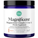 Ora Organisks magnija kompleksa pulvera papildinājums - 4-in-1 Magnijs: Glicināts, Taurāts, malāts un citrāts        -Vegāns, bez glutēna --Tangerine Flavor -Calm atbalsts miegam, stresam un muskuļiem - 30 Kalpošana