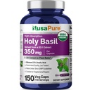 NusaPure USDA Organic Holy Basil Capsules 20:1 Ekstrakts, 350 mg Ekvivalents 7000 mg - 150 Vegan Caps - tulsi Holy Basil Leaf Extract - 2.5% Ursolskābe - Ne-GMO
