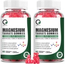 2 Iepakojums Magnija Taurāti Gumijas - Magnija Taurāts, Magnija Glicināts, Magnija Citrāts Plus Cinka vitamīns B6, Atbalsts sirds veselība, Muskuļi Relax, Kaulu veselība - 120 Skaits