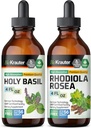 BIO KRATER Holy Basil Tincture 4 Fl. Oz. & Rhodiola Rosea Tincture 4 Fl. Oz.