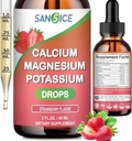 Kalcija magnija kālija piedevas, magnija glicināts 400mg Cinka multivitamīnu pilieni Kalcija kālija papildinājums Augsta absorbcija Vegāna neĢMO (60ml/Zemeņu uzlējums)