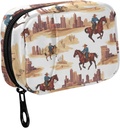 Fustylead Western Cowboy Riding Zirgs un ēkas Pill Organizators Purse, iknedēļas Portable Pill Box ar zipper uzglabāšanai Vitamīnus Zivju eļļas Zāles piedevas