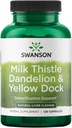 Swanson Milk Thattle, Dandelion & Yellow Dock - ārstniecības augu aknu atbalsta papildinājums - Dabas papildinājums, kas palīdz uzturēt vispārējo veselību un labklājību - (120 kapsulas) 1 iepakojums