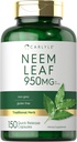 Carlyle Neem Leaf - 950mg - 150 Pulvera kapsulas - Non-GMO un lipekļa bezmaksas formula - Vērtības lielums - Tradicionālais augu papildinājums Azadirachta Indica