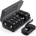 PULIV Extra Large Weekly Pill organizators 2 reizes dienā, One-Side Open Pill kaste 7 Diena vieglai aizpildīšanai, Black Privacy Protection AM PM Pill iepakojums vitamīniem, medikamentiem, papildinājumiem, zivju eļļas melna