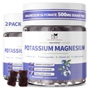 2 Iepakojums Kālija magnija Gumijas, bez cukura kālija Gumijas ar magnija Glicināt 500mg košļājamā magnija Kālija bagātinātāji ar kalcija, Cinka, vitamīnu kāju krampjiem un muskuļiem