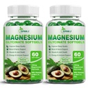Augsta absorbcija Magnijs Glicinēt Softgels, Magnijs papildinājumi 400mg ar cinku, E vitamīns, B6 sievietēm vīriešiem, uzlabot miegu, muskuļu relaksācija un kaulu veselība, bez lipekļa, ne-GMO, 2 Pack