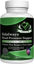 Halalways Asinsspiediena Atbalsts Sertificēts Halal papildinājums Protams BP Atbalsts ar ķiploku sīpolu pulveris, Hawthorn Berry, zaļā tēja Leaf & Hibiscus Vitamīni veselīgai hipertensijai (BP)