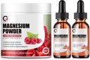 Magnija glicināta pilieni & 680mg Magnija glicināta komplekss Pulveris vīriešiem un sievietēm, Atbalsta enerģija, Nakts, Muskuļu un locītavu funkcija, Ne-GMO, Vegan