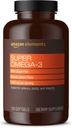 Elementi Super Omega-3, EPA & DHA Omega-3 taukskābes (1280 mg uz vienu Kalpotāju, 2 softgeli), Dabīgais citronu uzlējums, 120 Skaits (Iepakojums var atšķirties)