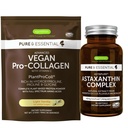 Vegan Vanilla Collagen Protein Pulveris + astaksantīna komplekss Vegan Bundle, kolagēns Boost Formula + Dabīgs 4mg H. Pluvialis Astaksantīns matiem, ādai un nagiem, Igennus