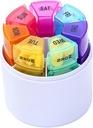 Katru nedēļu Pill Manager, 4 Daily Pill Boxes, 7-Day Pill Rack Mitruma-Proof, Pill Box Medikamentu Reminder, Portable Vitamīnu Zivju Eļļas Zāles un Papildkonteiners (Cylindrical Storage)