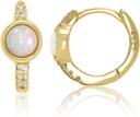 14K zelts 925 Sterlinga sudrabs radīts balts Opal Huggie Hoop auskari