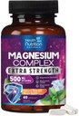 Magnija kompleksās kapsulas 500 mg ar oksidulu, glicinātu, malātu, citrātu - augsts absorbcijas komplekss Helēts magnija minerālu piedevas - muskuļu, kaulu un sirds veselības atbalstam - 60 kapsulas