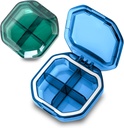 Daily Pill Organizators, 2 Pack 4 Iedalījumi Small Pill Box Portable Pill Case, Travel Pill Organizators Purse Kabatas turēt vitamīnus, mencu aknu eļļa, papildinājumi un zāles (Blue+Green)