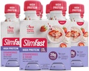 SlimFast Advanced Nutrition Meal Replacement Protein Shake - gatavs dzeršanai, rozā, zemenes un krēmu, 4 pudeles (3. iepakojums)