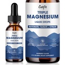 Magnija glicināts Šķidrie pilieni ar Taurātu un citrātu, magnija papildinājums miegam, kalms un relaksācija, ar kāliju un omega-3, augstas absorbcijas formula, melleņu liesma, 2 Fl Oz