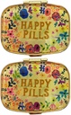 2 Iepakojumi Vintage Pill organizatori Metāla retro tabletes kastes Cute Pill kastes Purse/Pocket Portatīvs Kompakts turēt vitamīnus/Tylenol/Applements/Meds/Tablete(Laimīgas tabletes ar spoguli iekšpusē)
