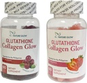 Dabas Glow Glutatione Collagen Glow, 60 Organic Chewable Gumies (Zemenes (1Bottle) & Dzērvene (1 Pudele))