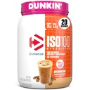 Dymatize x Dunkin' Cappuccino ISO100 sūkalu proteīna pulveris, 95mg kofeīns, 25g proteīna5.5g BCAAs, 120 Cal., bez lipekļa, 1g tauku, 1g cukura, 2g ogļhidrāta (20 Kalpo)