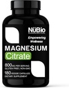 ASV ražots Vegan magnija citrāts 400 mg kapsulas (Citrato de Magnesio) bez GMO un glutēna, magnija papildinājums miega palīglīdzeklim, smadzenes, sirds veselība, kaulu spēks, NüBio metabolisms un stress