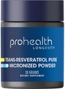 ProHealth Longevity Mikronizēts Trans Resveratrol Pulveris 30 Grams - 98% Pure Pharmaceutical Grade, 1000 mg uz mērkaroti, Superior Absorbcija un biopieejamība