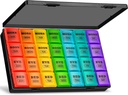 XL Large Weekly Pill organizators 4 Reizi dienā, 7 dienu Pill kastes un organizētājs AM PM, Lieli iedalījumi Pill Case, Mēneša Medikamentu organizators 28 dienas Dispenser zivju eļļas