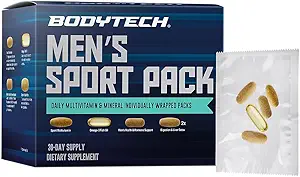 BODYTECH MenaTMs Sporta iepakojums ar ikdienas multivitamīnu, minerālu un papildpakām atsevišķi saplēsts (30 dienu piegādes)