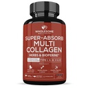 Veselīgs labsajūta Super- Absorb Multi- Collagen Pills (Type I II III V X) Organiskie Ārstniecības augi un Bioperīns - Matu, ādas, Nagu - Hidrolizēts Peptīdi Proteīna papildinājums sievietēm un vīriešiem (90 kapsulas)
