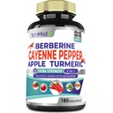 Cayenne Pepper piedevas Extract Capsules, 180 Capsules & Berberine, Apple, Turmeric Curcumin, Bitter Melon, Ginseng, Milk Thistle ”; atbalsta sirds veselību, veicina gremošanas funkcijas