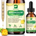 Magnija glicināts komplekss, magnija šķidrais piliens ar magnija citrātu, kalcijs, kālijs, vitamīns D3, cinks - magnija Taurāta papildinājums kaulu, enerģija, muskuļu atbalsts