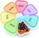 Quacc Cute Weekly Pill Organiser Travel 7 Day Portable Round Floral Pill Case Box Pill Container Medcine Holder for large Vitamīna zivju eļļa Pill Zāles Papildinājums Uzglabāšana - Varavīksne