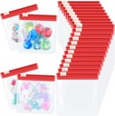 24 Gabali Pill Pouch Maisi Zippered Komplekts Atkārtoti lietojams Caurspīdīgs Medicīna Organizators Marling Travel Plastmasas maisi ar slide Lock uzglabāšanai (sarkans)