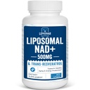 Liposomālā NAD+ 500 mg + Trans-Resveratrol 300 mg, Superior Absorbcija True NAD papildinājums Efektīvs šūnu enerģijai Metabolisms un DNS labošana, 60 softgeli
