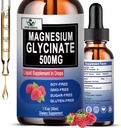 Magnija glicināts 500 mg, šķidrs magnija glicināts Pilieni 6X Augsta Absorbcija kauliem, miegam, kāju krampjiem un imūnsupport, Vegan, non-GMO, bez lipekļa - 30 Kalpojumi