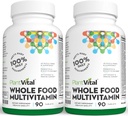 Plantvital Vesela pārtika Multivitamīni - Multivitamīni ar 42 Superfoods Neapstrādātas olas un augļi Vitamīni Zemes enerģija Augļi un dārzeņi Papildinājums Tīras augļu un dārzeņu piedevas - 180 tabletes