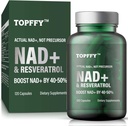 NAD+ papildinājums, NAD+&Resveratrol papildinājums Max Absorbcija atbalsta šūnu enerģijas, novecošanās aizsardzības, 120 Softgels